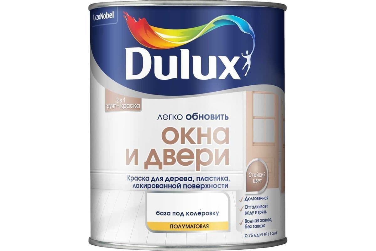 DULUX ОКНА ДВЕРИ краска для дерева пластика полуматовая