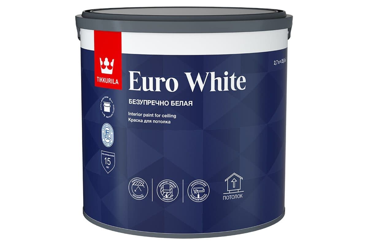 TIKKURILA EURO WHITE Краска для потолка глубокоматовая