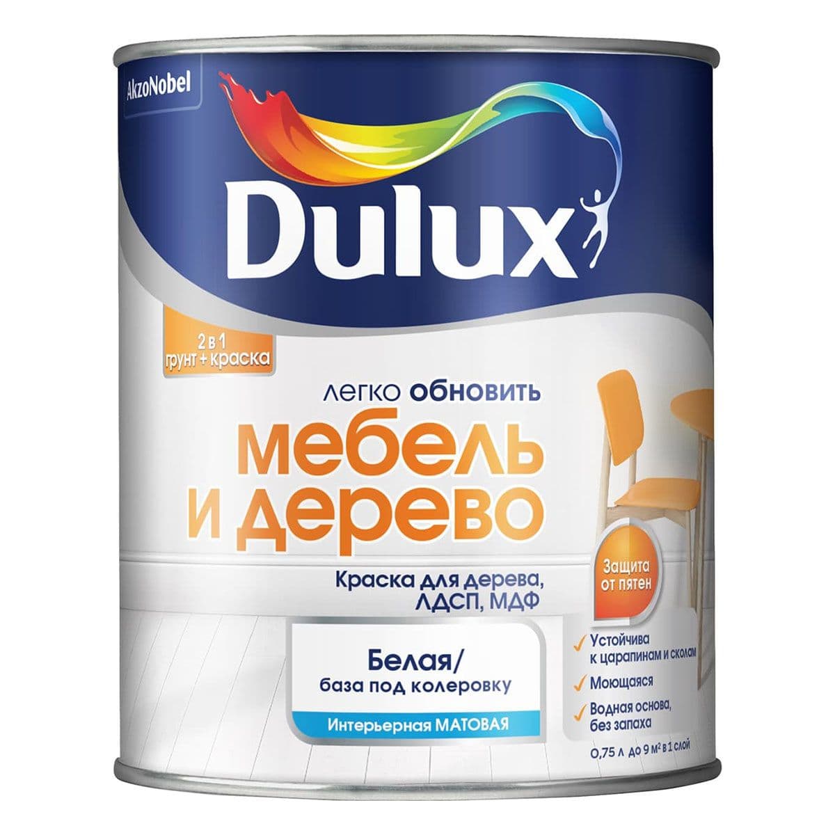 DULUX МЕБЕЛЬ И ДЕРЕВО краска для дерева ЛДСП МДФ матовая 
