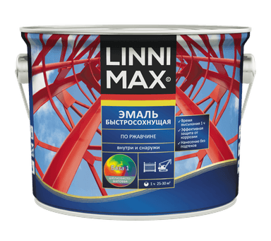 LINNIMAX грунт-эмаль алкидная быстросохнущая по ржавчине для наружных и внутренних работ шелковисто-матовая